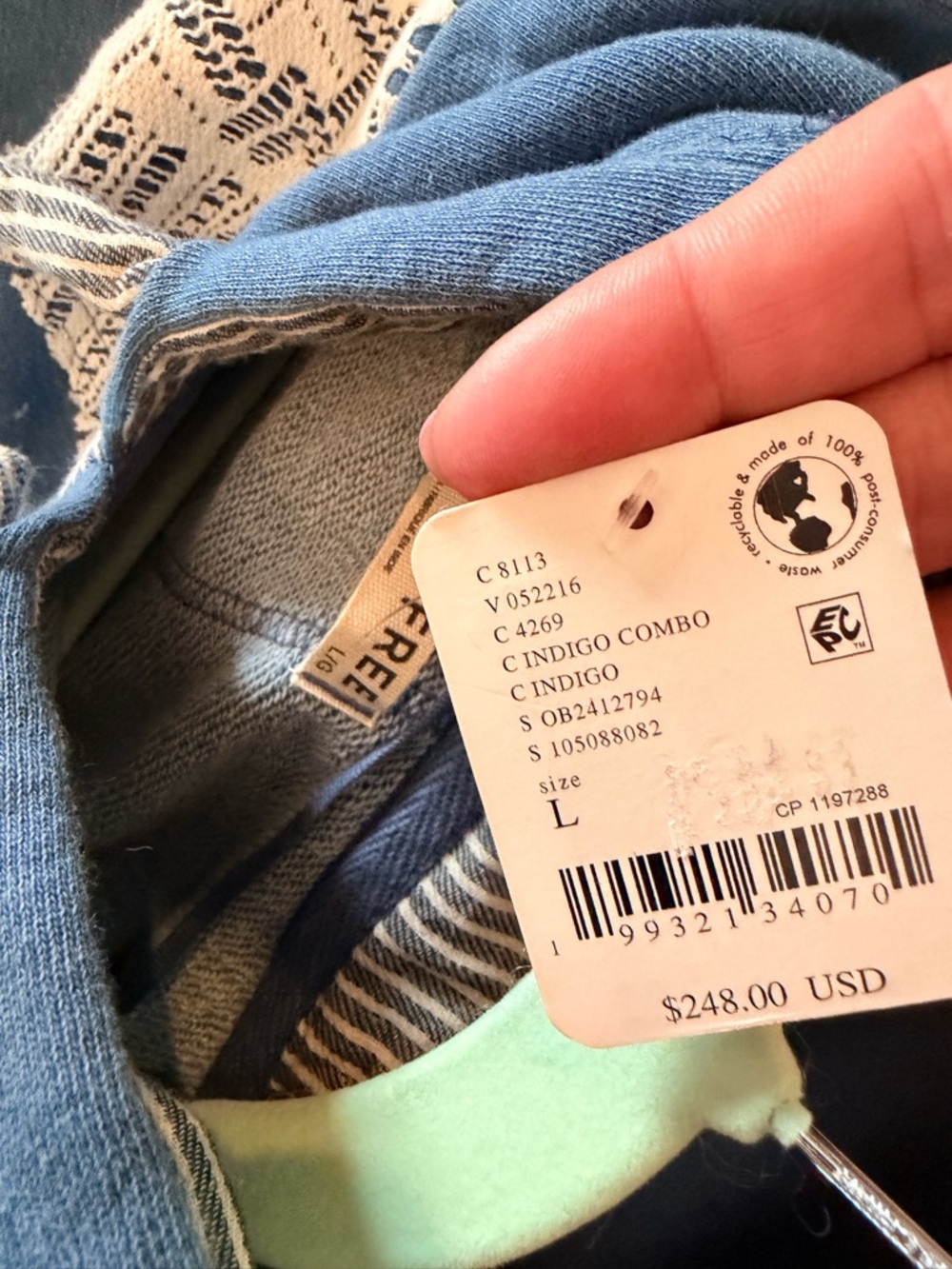 Free People Blue Patchwork Lace Hoodie - Picture 7 of 7